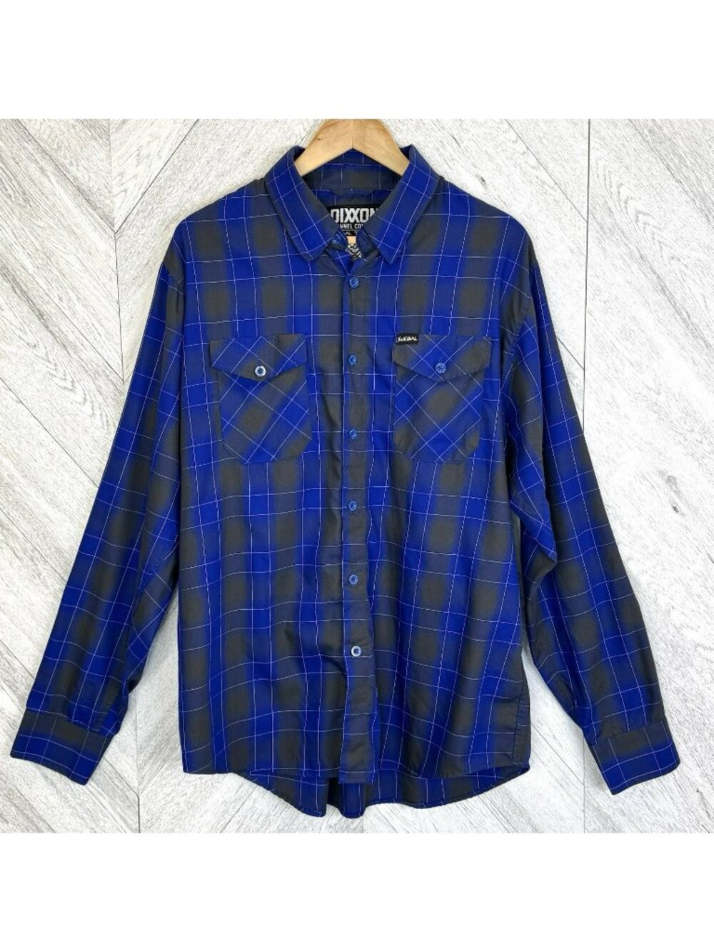 Dixxon Flannel Company Suicidal Tendencies Plaid Shirt Mens XL Bamboo Blue